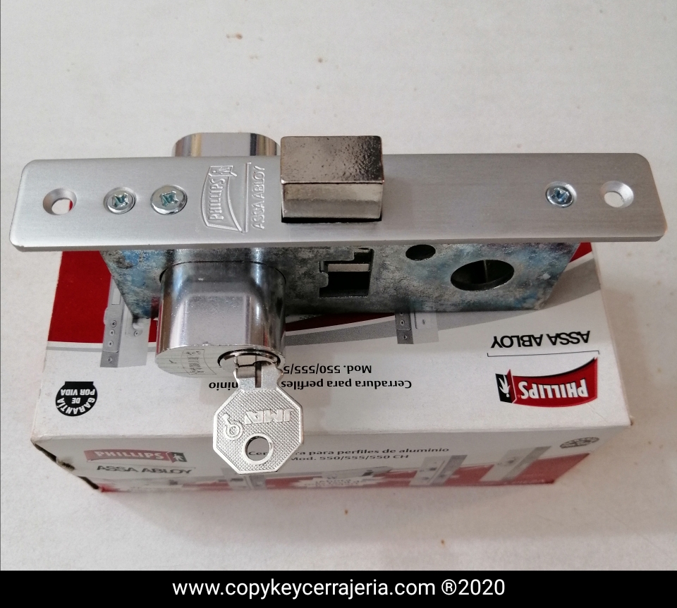 Cerradura phillips para puerta comercial ( aluminio, vidrio)